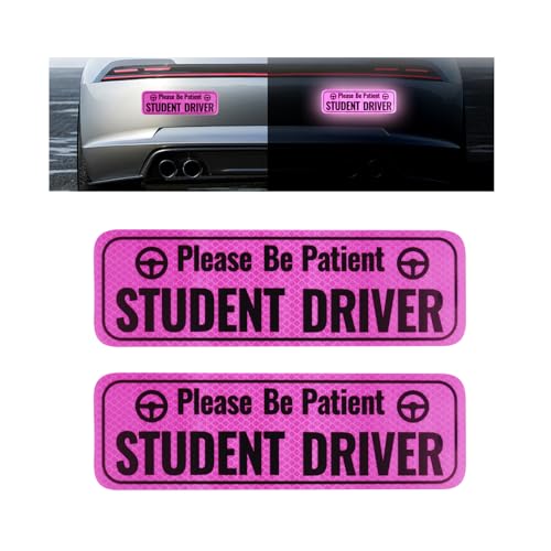 Image of 2PCS Student Driver Magnet for Car,Bright and High Reflective Student Driver Sticker Magnet for Car,Universal New Driver Sticker Reminds Others to Please Be Patient 9.49 inchx3 inch