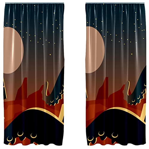 Cortinas ligeras Mars Exploration con bolsillo para barra juego de 2 paneles decorativos 2