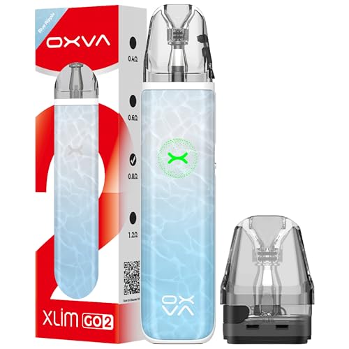 Oxva Xlim Go 2 Vape Pod Kit 1500 mAh & 2A Fast 30 Minute Charging Unitech 2.0 5-Day Use 8 Colours Built In Battery Pods Refillable No Nicotine (BLUE RIPPLE)