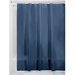 Cortinas De Lino Baratas iDesign 3.0 Liner Forro para cortina de ducha, cortinas de baño antimoho de 183,0 cm x 183,0 cm fabricadas con PEVA y con 12 ojales, azul marino