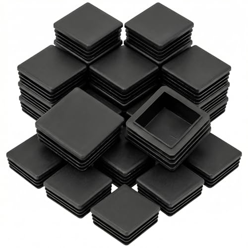 QWORK® 20 PCS 40 x 40 mm Bouchons à lamelles pour Tube carré, Embout de Bouchon en Plastique Noir carré pour Tube de Tuyau, Plastique polyéthylène, Bouchons...