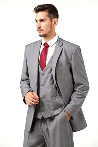 Trasign Mens 3-Piece Suits Slim Fit Grey Tuxedo For Men Formal Business Banquet Dress Suit Jacket Vest Pants Set L #TOP7