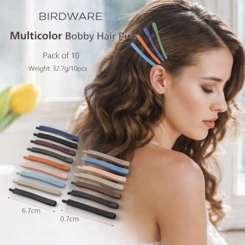 Image of BIRDWARE matte Hair Pin, Acrylic Hair Barrette, Thin Bobby Pin, Korean Hair Accessories Tictac Hair claw Clips Stylish hair Clip For Girls Women (Multicolor, Pack of 10 (Flate pin) (MultiColor)