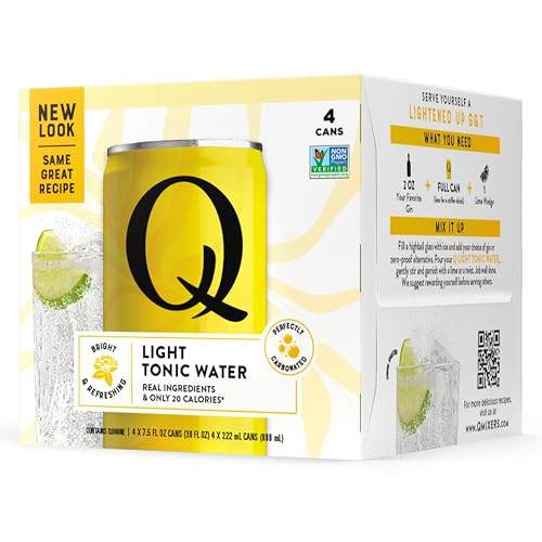 Q Mixers Light Tonic Water, Premium Cocktail Mixer, 7.5 oz (12 Cans)