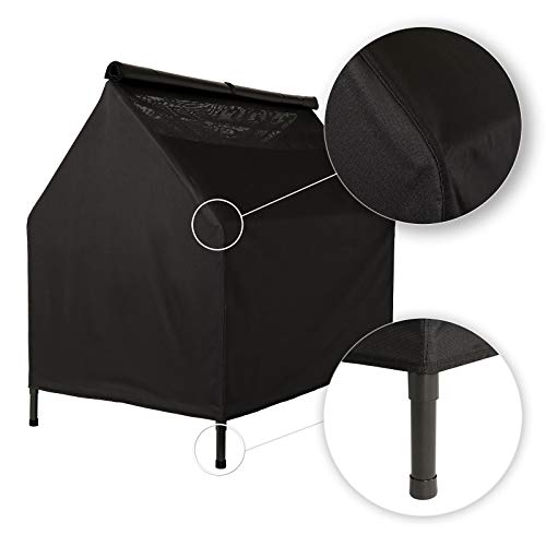 lionto Outdoor Hundeliege überdacht, 110x75x105 cm, wasserabweisendes, kratzfestes Oxford-Material & atmungsaktives Netzgewebe, erhöhtes Hundebett mit abnehmbaren Füßen, für Hunde bis 60 kg, schwarz