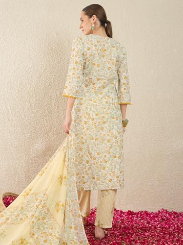 Image of INDO ERA Women Pure Cotton Kurta Set with Dupatta | Festive Suit Set, 10093