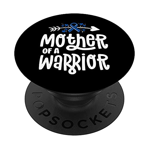 Mother Of A Warrior Blue Family Colon Cancer Awareness PopSockets PopGrip - Support et Grip pour Smartphone/Tablette avec un Top Interchangeable