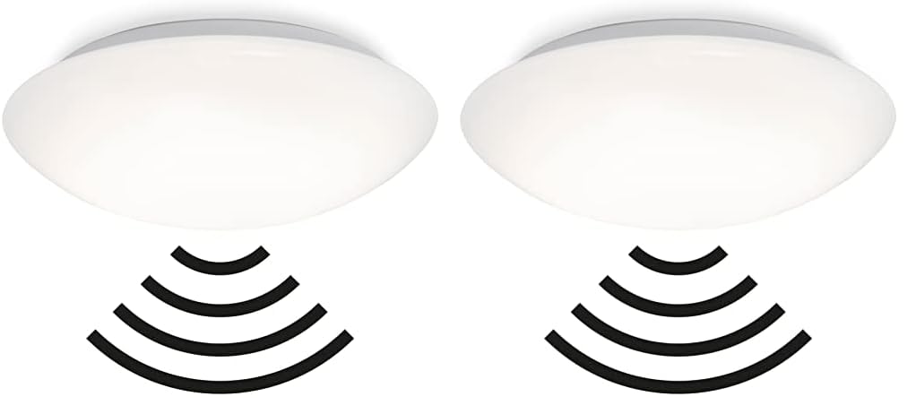BRILONER - LED Deckenlampe Bad mit Bewegungsmelder, Dämmerungssensor, neutralweiße Lichtfarbe, LED Deckenleuchte, Lampe, Badlampe, Badezimmerlampe, Küchenlampe, Feuchtraumleuchte, 38x7 cm, Weiß