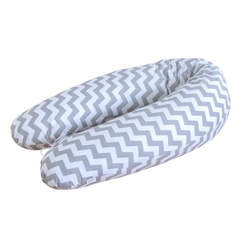 LOOLAY Coussin de Grossesse - Coussin d'allaitement 190 cm - Coussin pour Dormir sur Le côté 100% Coton - avec Housse Amovible - Coussin pour Dormir pour...