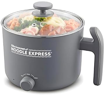 Elite Gourmet 1.25Qt Noodle Express Electric Hot Pot, Stainless Steel