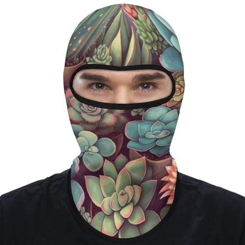 Balaclava para hombres, máscara para esquí y ciclismo, cubreboca de invierno con diseño de suculentas miniatura 7