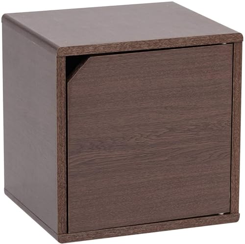 Iris Ohyama, Étagère, Meuble, Cube de Rangement, Petit Meuble de Rangement, Meuble d'appoint,Porte avec Clips, Empilable, Solide, Bureau, Chambre, Salon - QR...