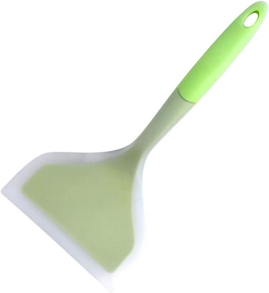 Silicone Pancakes Shovel Wide Spatula Turner Nonstick Fried Shovel Fish Spatula Silicone Wide Flexible Turner for Nonstick Cookware Egg Cookie Omelette 1Pieces (Green)