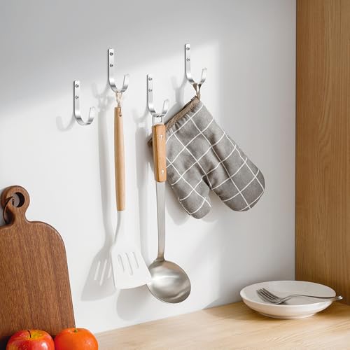 Image of Josmimic Wall Hooks Desktop Mop (10) | Screw in Metal Hanger Wall Mount, for Outdoor, Closet, Door, Bathrooms, for Backpack, Robe