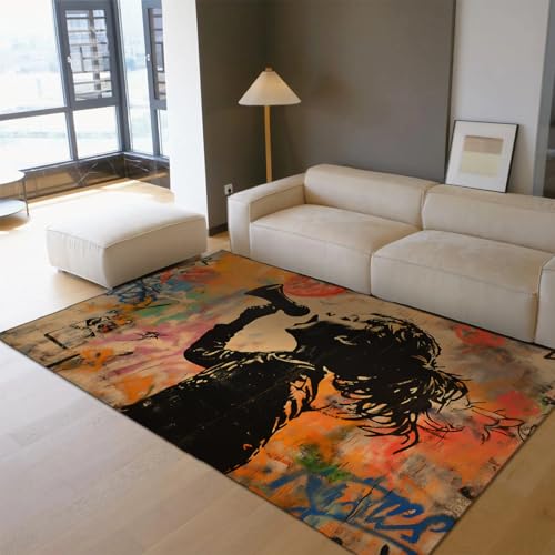 Tapis 160x230cm graffitis multicolore pour décoration salon et entrée