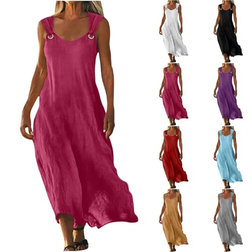 Robe d'été unie à dos nu plongeant et coupe décontractée fluide
