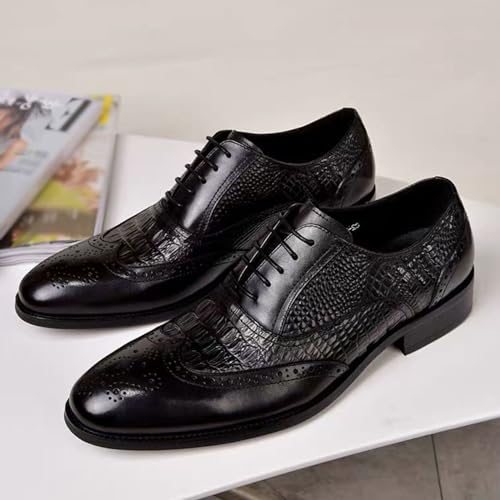 Generic Men's Oxfords Casual Dress Shoes Leather Lace Up Shoes for Men Alligator Printed Business Oxford Shoes2