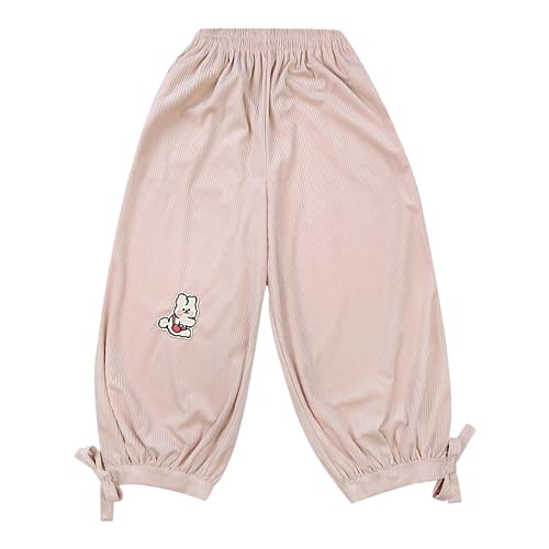 Image of Cute Corduroy Kawaii Embroidery Wide Leg Pants Lolita Loose Japanese Style Teen Girls Stretch Casual Trousers