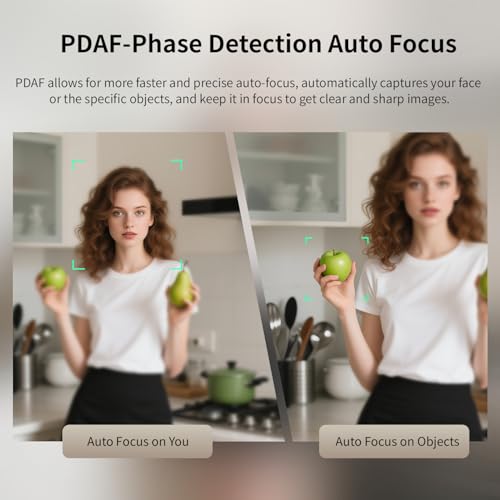 TOALLIN Cámara Web 4K con Anillo de luz, Control Remoto, Enfoque automático PDAF, 12 Millones de píxeles, micrófonos duales Integrados, Zoom Digital 5X, cámara Web para Streaming y videollamadas - imagen 4