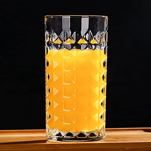 Image of Premium 350ML Juice Glasses Drinking Glasses, Highball Lead-Free Glasses, Tumblers for Water, Juice, Beer, Cocktail and Mixed Drinks - Pieces, Transparent (Diamond Glasses, 2 Count (Pack of 1))