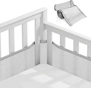 Vicloon Cot Bumper, 2Pcs Breathable Mesh Cot Liner, Crib Rail Cover Baby Crib Bumper, Baby Boys Girls Nursery Breathable Crib Bed Liner Bumper (White