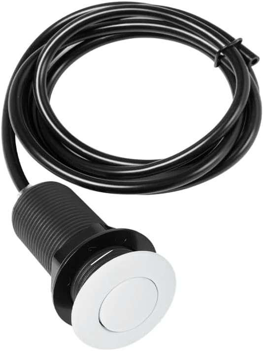 Botón de interruptor activado por aire con manguera de aire, botón blanco superior del fregadero para parte de eliminación de basura y residuos de