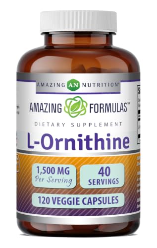 Amazing Formulas L-Ornithine 1500 Mg Per Serving Veggie Capsules Supplement | Non-GMO | Gluten Free | Made in USA (120 Count)