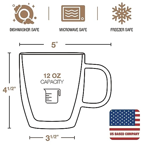 Eparé 12 Oz Double Wall Coffee Mugs Set Of 2 - Large Iced Latte Glass Coffee Cups With Handle - Lightweight Double Walled Glass Coffee Mug - Cappuccino, Tea, Or Espresso Glass Cups #TOP7