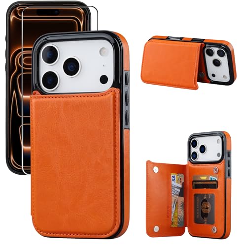 Wallet-Case-for-iPhone-18-Pro-Max17-Pro-Max-with-Card-HolderOrange Wallet Case for iPhone 18 Pro Max/17 Pro Max with Card Holder,Orange - Image 1