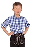 Kinderhemd mit Krempelarm Unbekannt Trachten Kinderhemd - Ki-H040 - Pauli - Petrol, rot, blau, Größe 98/104