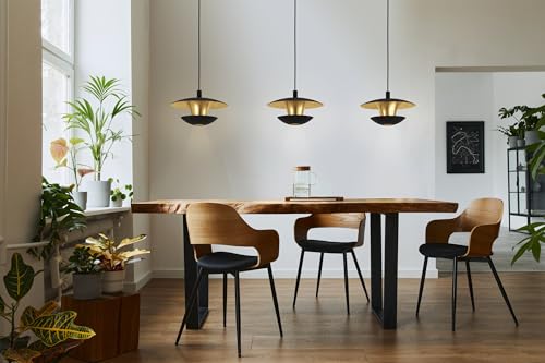 Eglo Lampada Led A Sospensione Nuvano, 3 Luci, Nero/Oro - 3