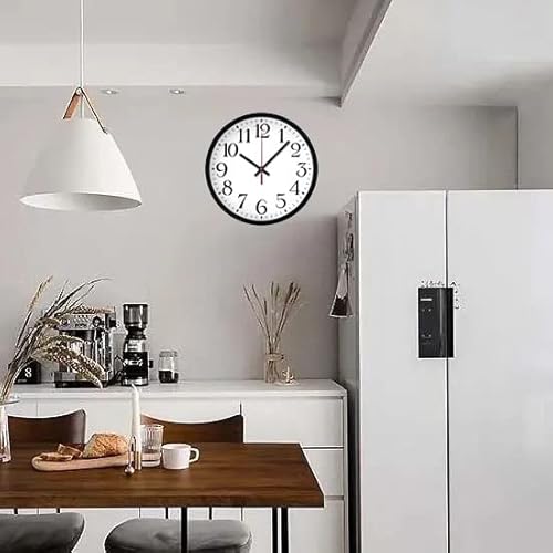 Silent Wall Clock,Battery Operated 12 Inch Accurate Sweep Movement Silver Aluminum Quartz Kitchen/Home/School Patio Decor(Black) #TOP6