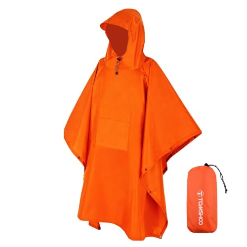 TOMSHOO Regenponcho Herren Damen Leicht Wasserdicht Atmungsaktiv...
