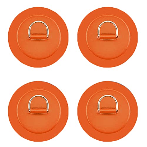 Yundxi Pack of 4pcs Stainless Steel D-Ring Pad PVC Patch Replacement for Marine Inflatable Boat Raft Dinghy Kayak Surfboard -No Glue (Orange)