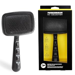 Tweezerman Dog and Cat Slicker Brush for Pets, Grooming Brush with Coated Bristles to Prevent Scratching and Ergonomic Handle