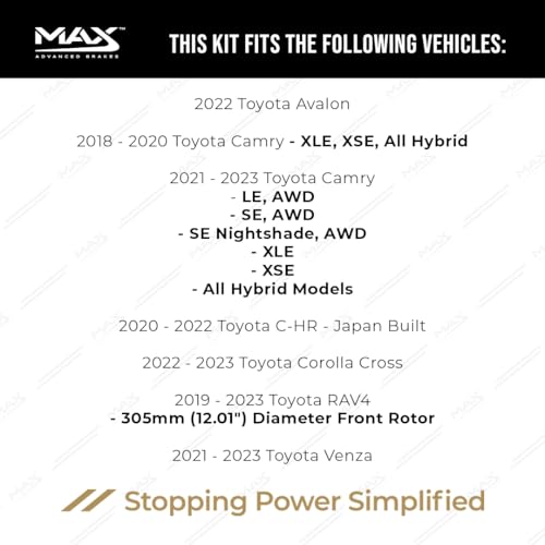 Image of MAX Advanced Brakes - Brake Kit For 2018-2023 Toyota Camry (XLE, XSE, Hybrid), Toyota Corolla Cross, Lexus UX, Lexus ES| Carbon Ceramic Brake and Rotor Kit Front and Rear| Cross-Drilled Brake Rotors