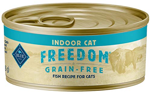 Blue Buffalo Freedom Grain Free Natural Adult Pate Wet Cat Food, Indoor Fish 5.5-oz cans (Pack of 24)