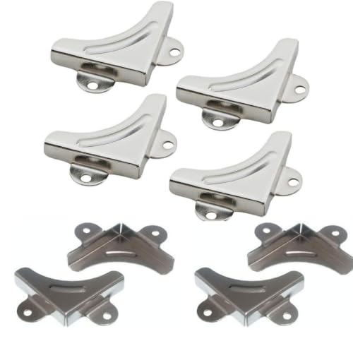 4 x Mirror Corner Brackets Nickel Wall mounting Hanging Gyms Bathrooms Angle Bracket Mirror Hanging Kit - Citystores