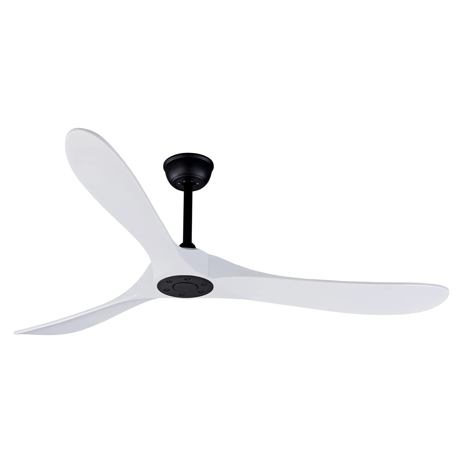 Bigzone 60" White Ceiling Fan Without Lights,DC Motor Quiet Energy Saving,3 White Balsa Wood Blades,Outdoor/Indoor Ceiling Fan With Remote Control，Reversible Blades