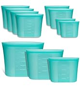 Annaklin Reusable Food Bags, 8 Pack 100% Silicone Food Storage Bags Stand Up Zip Silicone Bags fo...