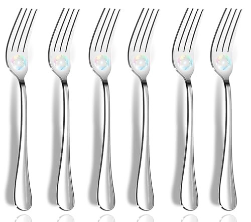 Dinner Forks, Set of 6 Top Food Grade Stainless Steel Silverware Forks, Flatware Set,8 Inches, Mirror Finish & Dishwasher Safe, New Apartment Essentials Cutlery Set