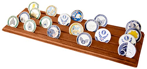 Decomil Military Challenge Coin Holder Stand (Walnut) (Wood, 4 Rows) #TOP3