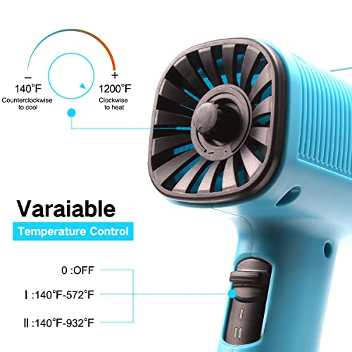 Ldk Heat Gun 1200W 140℉~932℉ (60℃-500℃) Heavy Duty Hot Air Gun Kit Variable Temperature Control With 2 Temperature Settings 2 Nozzles For Crafts, Shrink Wrapping, Candle Making, Epoxy Resin #TOP3