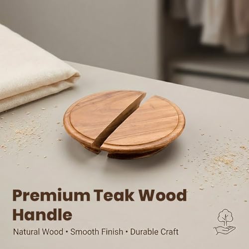 Image of Teak Wood Wooden Wardrobe Handle /Cabinet Handle /Wardrobe Door Pull Handle (8 x 4 Inch) Natural Wood Finish - Model 5020-| 3 Years Warranty |