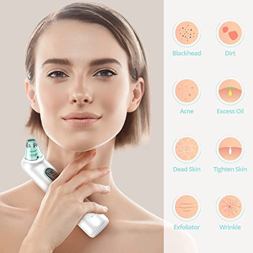 Blackhead Remover Pore Vacuum - Hotsch Blackhead Removal Tool, Pore Cleaner Electric Acne Extractor Kit, Led Display Usb Rechargeable With Upgraded Blue Light 4 Replaceable Suction Probes #TOP1