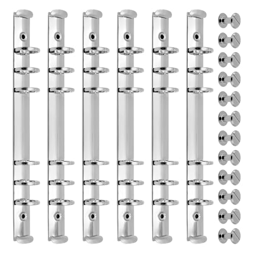 NVGFTG 6 Stück A5 Ringbuchmechanik 6 Loch Bindering, Metallclip Ringbuch Ringe zum Buchbinden, Lose Blatt Buchring 25mm Ring Binder Mechanismus für Terminplaner Albums Notizbücher (Silber)