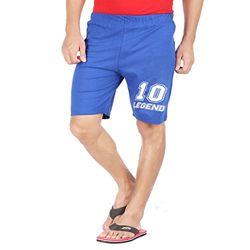 Image of Men's Graphic Printed Cotton Royal Blue Shorts (Pack of 1)
