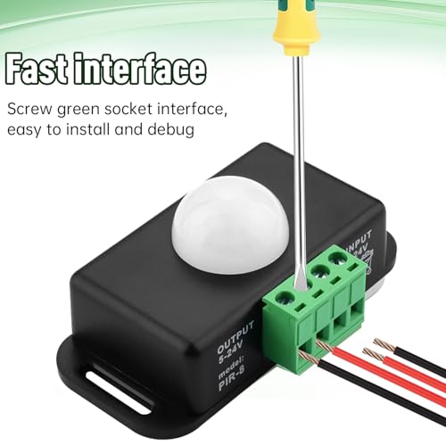 Heemol Czujnik ruchu DC 12V 8A przełącznik na podczerwień automatyczny z czujnikiem ruchu kolor czarny 4 szt.