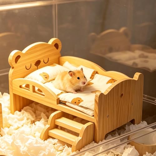 Cama de madera para hámsters y pequeños roedores domésticos 6