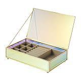 Moosy Life Aurora Borealis Glass Jewelry Box Storage Organizer for Earnings, Rings, Necklace, Pendan